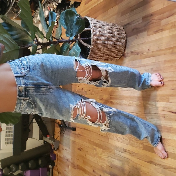American eagle baggy ripped jeans sz 0 NWOT - Picture 2 of 11